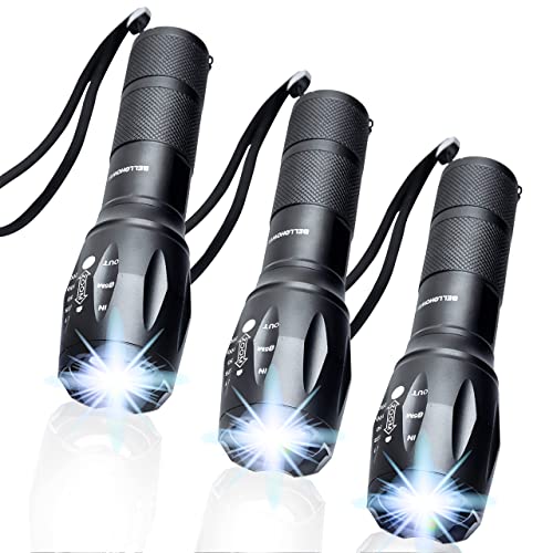 Bell+Howell Taclight Tactical Flashlights High Lumens, 3 Pack Zoomable Waterproof Flashlight, LED Flashlight, Small Heavy Duty Flashlight for Emergencies Camping Flashlight, Ultra Bright As Seen on TV