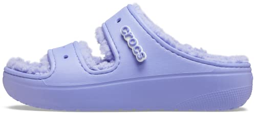 Crocs Unisex Classic Cozzzy Platform Sandals | Fuzzy Slippers Slide, Digital Violet, 7 US Men