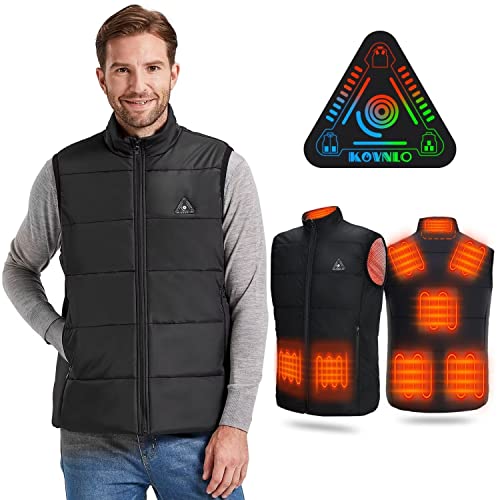 KOVNLO Heated Vest For Men Women, 8 Heating Zones, 3 Heating Levels. Unisex Warming Rechargeable Electric Heating Vest Washable