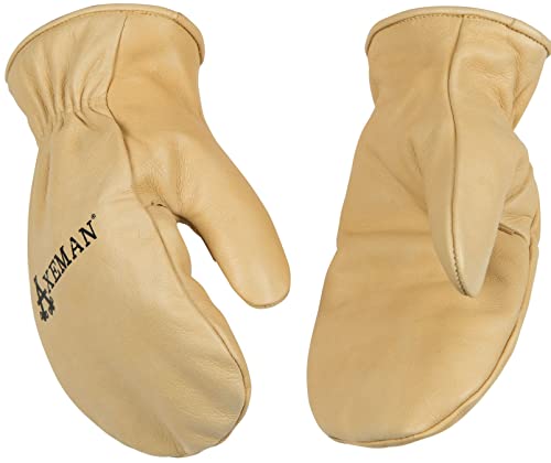 Kinco Axeman 1930 Lined Grain Cowhide Mitt -Full Fingers with Shirred Elastic Wrist - Thermal Insulation - Chopper, X-Large