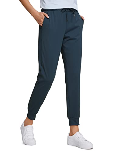 CRZ YOGA 4-Way Stretch Golf Joggers for Women, 27" Casual Travel Workout Pants, Lounge Athletic Sweatpants with Pockets True Navy Large