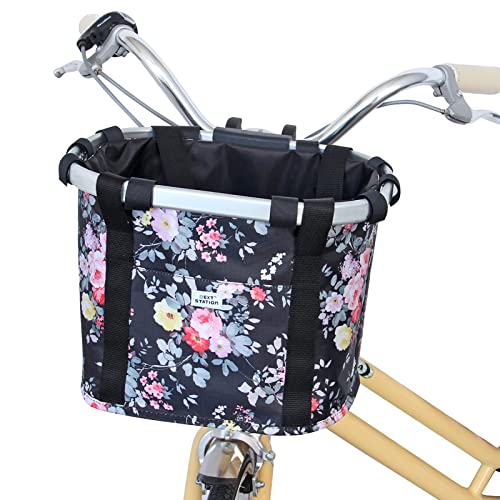 Next Station Bike Basket for Women, Bicycle Handlebar Basket for Small Dog Cat, Easy Install and Quick Release Multi-Purpose Picnic Basket Shopping Bag