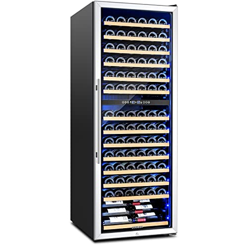 BODEGA Wine Cooler Refrigerator 24 Inch, 154 Bottles Wine Refrigerator Dual Zone, Large Capacity Freestanding Wine Fridge with Intelligent Temperature Memory & Humidity Control Design Wine Cellar