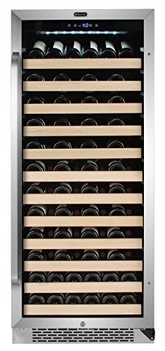 Whynter BWR-1002SD 100 Built-in or Freestanding Stainless Steel Compressor Large Capacity Wine Refrigerator Rack for Open Bottles and LED Display, Black-100, Black