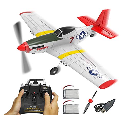 P51D RC Airplane 4CH 2.4GHz Remote Control Warplane Mustang Plane Ready to Fly with Xpilot Stabilization System One-Key Aerobatic and One-Key U-Turn Function 2 Batteries for Beginners Trainer Gift