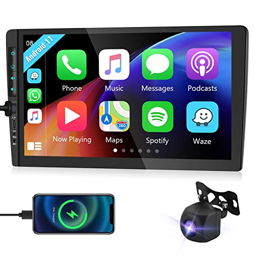 2G+32G Double Din Car Stereo with Wireless Apple CarPlay Android Auto Type C/USB Port, 9" Touch Screen Android Car Radio, HD Backup Camera Bluetooth GPS Navigation WiFi Color Backlight Buttons