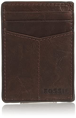 Fossil Men's Ingram Leather Magnetic Card Case with Money Clip Wallet, Brown, (Model: ML3235200)