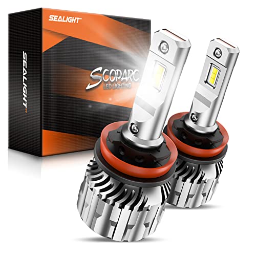 SEALIGHT H11 LED Bulbs, 70W 18000 Lumens Per LED Lights with Cooling Fan, 600% Brighter H8/H9 Light Bulbs 6500K Cool White Kits Bulb Plug and Play, Pack of 2