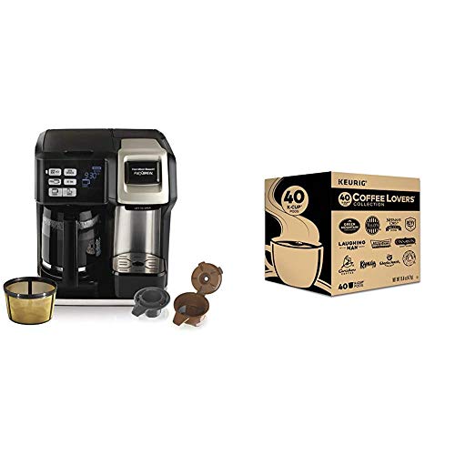 Hamilton Beach FlexBrew Coffee Maker, Single Serve & Full Pot, Compatible with K-Cup Pods or Grounds & Keurig Coffee Lovers' Collection Variety Pack, Single-Serve Coffee K-Cup Pods Sampler, 40 Count