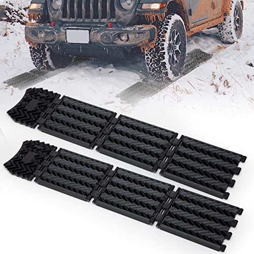 BUNKER INDUST Tire Traction Mats Foldable, Portable Recovery Track Boards for Off Road 4X4 Snow, Ice, Sand,Emergency Tire Devices for Cars, Trucks, Small SUVs(2 Pack)