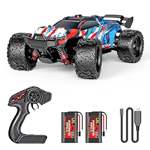 PHOUPHO Remote Control Car 1:18 Scale 45Km/h, 4WD RC Car, Waterproof Drift Off-Road New Upgraded Brush Motor with Two Rechargeable Batteries, Hobbyist Grade for Adults, Toy Gift for Kids and Adults