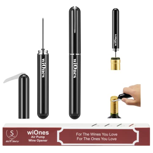 wiOnes 2022 Pocket Wine Opener, Air pump wine bottle opener, features built-in foil cutter and air pressure safeguard technology.