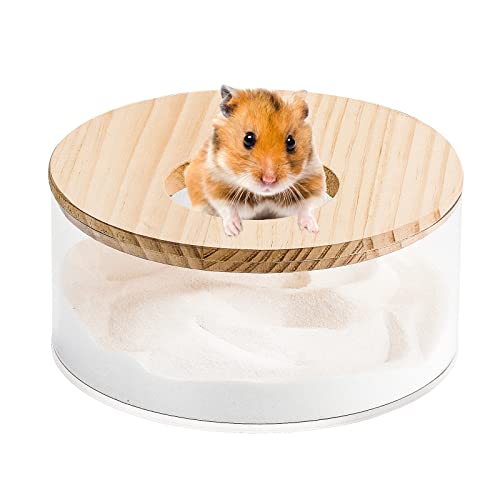 Faveetie Hamster Sand Bath Box Large, 6.8 Inch Transparent Acrylic Hamster Sand Bath Container, Small Animals Sand Bath Shower Room Hamsters Digging Sand Bathroom for Gerbils Lemming Chinchillas