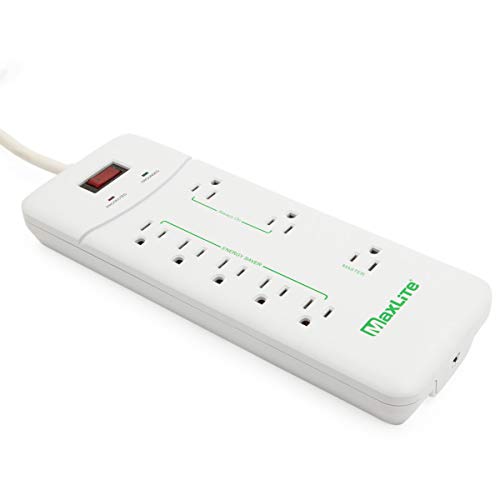 MaxLite Advanced Power Strip with 8 RECEPTACLES and 1350 Joules of Surge Protection,White,APS-8/1350J