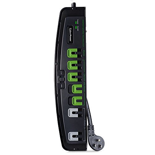 CyberPower P705G Energy-Saving Surge Protector Power Strip, 2100J/125V, 7 Outlets, 5ft Power Cord Black