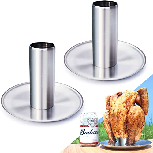 Meykers Beer Can Chicken Holder - Light, 2 Pack | Vertical Beer Butt Chicken Stand Roaster for Grill Smoker Oven | Made of 304 Stainless Steel Dishwasher Safe | BBQ Rack Barbeque Accessories