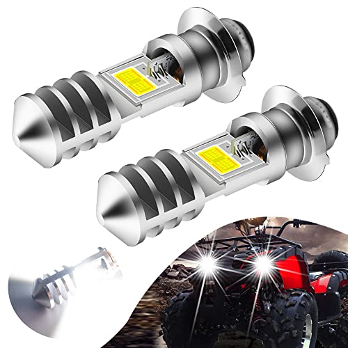 VOODA 1800LM H6M LED Bulb AC/DC 12-48V P15D LED Bulb Hi-Lo Beam White 6000K LED Motorcycle Headlight Bulb for Yamaha ATV YFZ YFM Raptor Grizzly Kodiak Motorbike Tractor Scooter-2 Pack(Silver Shell)