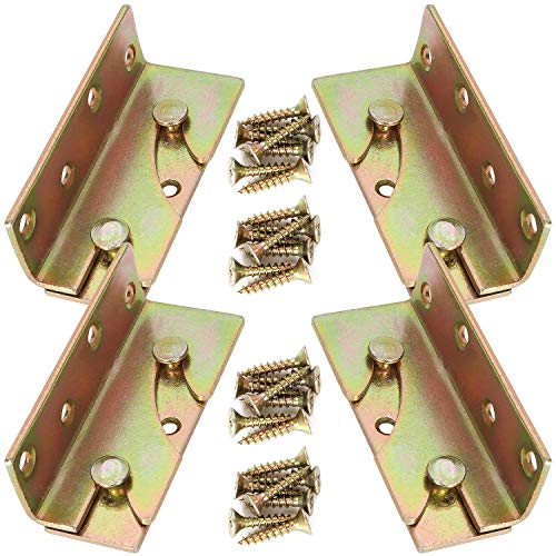 4 Sets Bed Rail Fittings No-Mortise Bed Rail Brackets Heavy Duty Bed Frame Hardware Rust Proof Bed Frame Connectors with Screws for Headboards, Footboards Hold