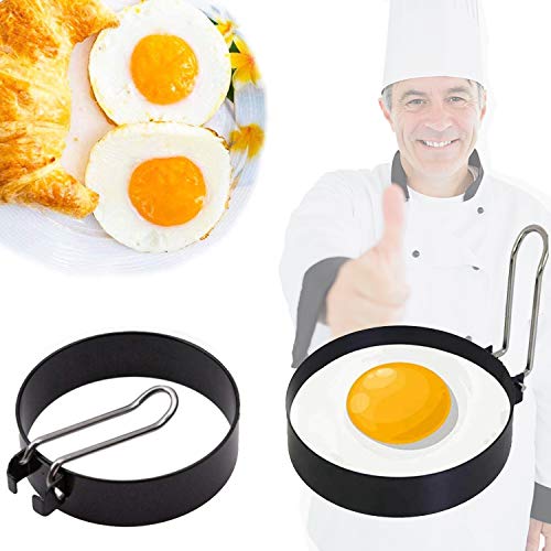Egg Ring, 2Pcs Stainless Steel Non Stick Circle Egg Rings For Fying Eggs Round Egg Mcmuffin Maker Mold, Egg Cooker Rings For Griddle Cooking, Fried Shaping Eggs, Pancakes, Sandwiches