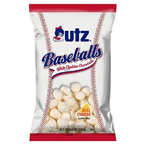 Utz Quality Foods Baseballs White Cheddar Cheese Balls, Family Size Bags (4 Bags)