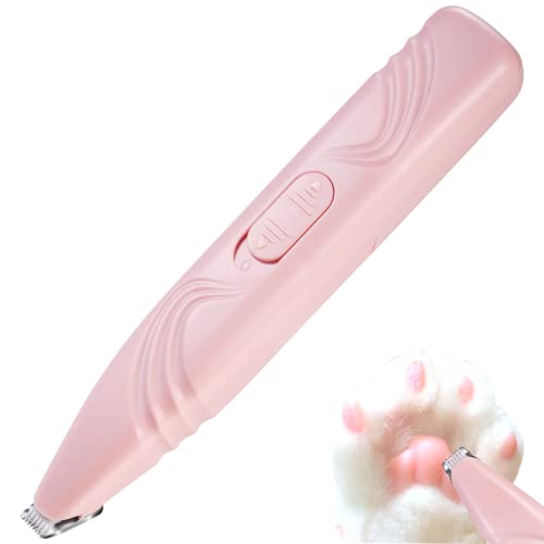 LEYOUFU Dog Paw Trimmer for Grooming, Cordless Electric Small Pet Grooming Clippers Hair Trimmer for Dogs Cats, Low Noise for Trimming Pet's Hair Around Paws, Eyes, Ears, Face, Rump (Pink)