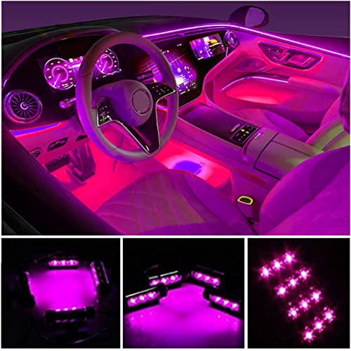 Car LED Strip Light, EJ's SUPER CAR 4pcs 36 LED Car Interior Lights Under Dash Lighting Waterproof Kit,Atmosphere Neon Lights Strip for Car,DC 12V(Pink)