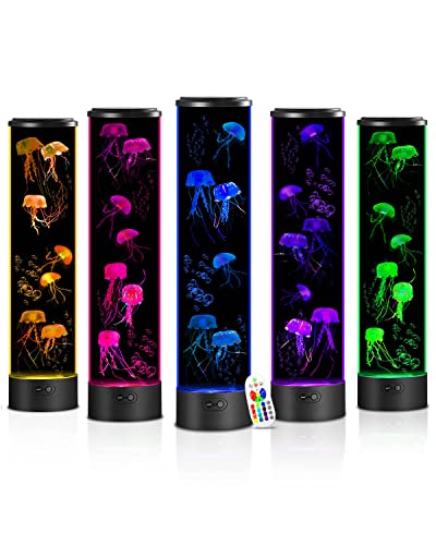 28 Inches Jellyfish Lava Lamp- Low Noise Jellyfish Aquarium Tank Lamp with 17 Colors Changing and 6 Jellyfishes, Mood Night Light for Sleep Relax Home Office Desktop Decor, Gifts for Kids Adults