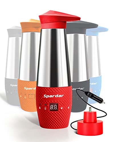 Car Kettle 12V, Portable Car Kettle Water Boiler with Temperature Control, Stainless Steel Inner, Quick Boiling, Auto Shut-Off, Leak Proof and Boil-Dry Protection, 348ml