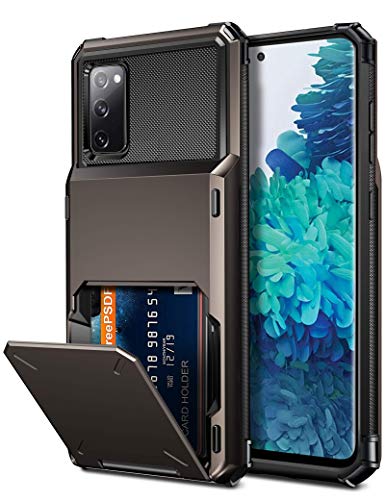 Vofolen for Galaxy S20 FE 5G Case Wallet Credit Card Holder 4-Card Slot Hidden Back Pocket Dual Layer Hybrid Rugged Rubber Bumper Protective Hard Shell Cover for Samsung Galaxy S20 FE 5G Gun