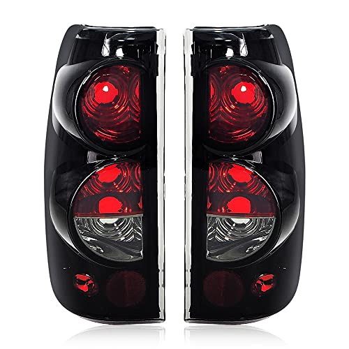 Tail Brake Lights Assembly Rear Lamps Replacement for 1999-2006 Chevy Silverado 1500 2500 3500/2007 Silverado with Classic Body Style/ 1999-2002 GMC Sierra 1500 2500 3500 (Black/Smoke)