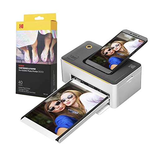 Kodak Dock Premium 4x6 Portable Instant Photo Printer (2022 Edition) Bundled with 50 Sheets | Full Color Photos, 4Pass & Lamination Process | Compatible with iOS, Android, and Bluetooth Devices