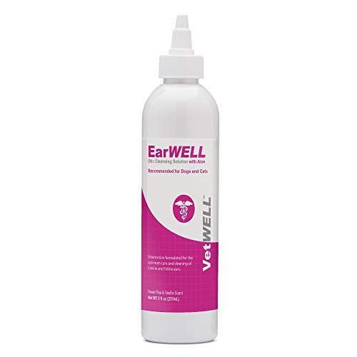 VetWELL Ear Cleaner for Dogs and Cats - Otic Rinse for Infections and Controlling Ear Infections and Odor in Pets - 8 oz (Sweet Pea Vanilla)