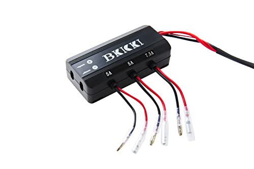 BKICKI Motorcycle Junction Box Battery Per SplitterMotorcycle Battery Terminal Harness Fuse Holder Power Output Adapter4-Way Power Output Independent Fuse