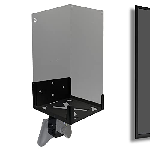 Wall Mount for Xbox Series X (Mount The Console & Accessories on Wall Near or Behind TV with Power Button Left/Right), Wall Shelf Bracket Kit for XSX System