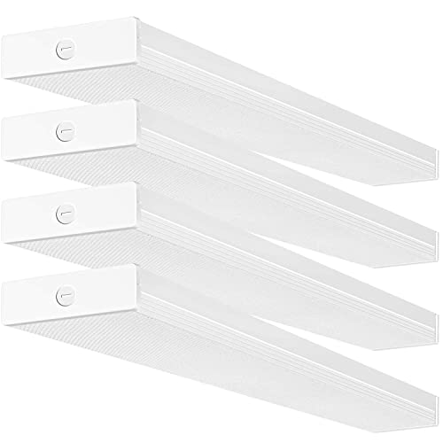 hykolity 4FT LED Wraparound Light 40W 4 Foot LED Shop Lights for Garage, [2-lamp 32W Fluorescent Equiv.] 4400lm 4000K LED Wrap Light, Flushmount Office Ceiling Light Fixture ETL Listed 4 Pack