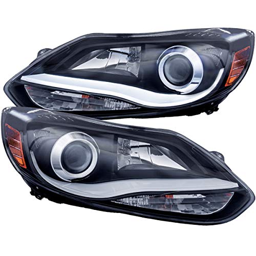 AnzoUSA 121490 Black/Clear/Amber Plank Style Projector Headlight for Ford Focus