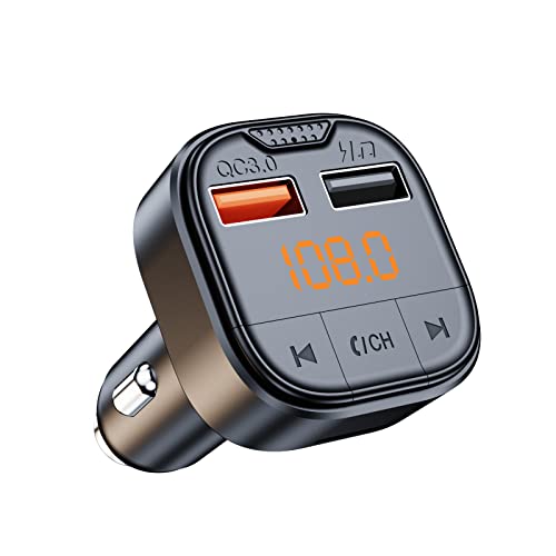 Bluetooth Adapter for CarBluetooth FM Transmitter for Car,MP3 Player QC3.0 Quick Charge for All Smartphones Audio PlayersSupports TF/SD Card and USB