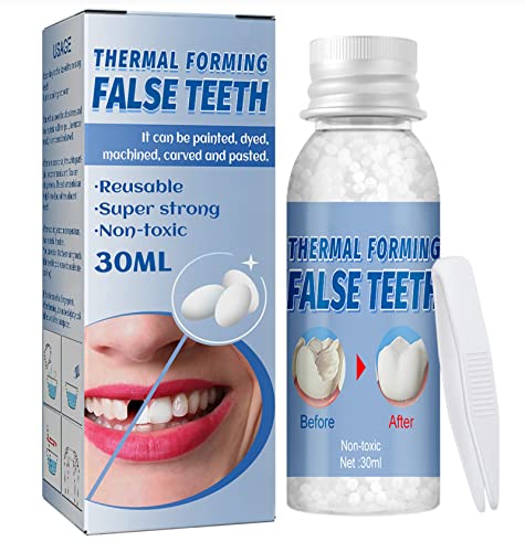 Tooth Repair Kit, Temporary Teeth Replacement Kit for Temporary Restoration of Missing & Broken Teeth Replacement Dentures, DIY Heat Fit Beads, Confident Smile