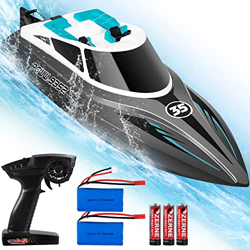 Remote Control Boat for Pools and Lakes, 2.4 GHZ Fast RC Boats for Kids and Adults with 30+ kph Speed Self-righting and Rechargeable Batteries, Great Gift Toys for 8-12+ Years Old Boys and Girls