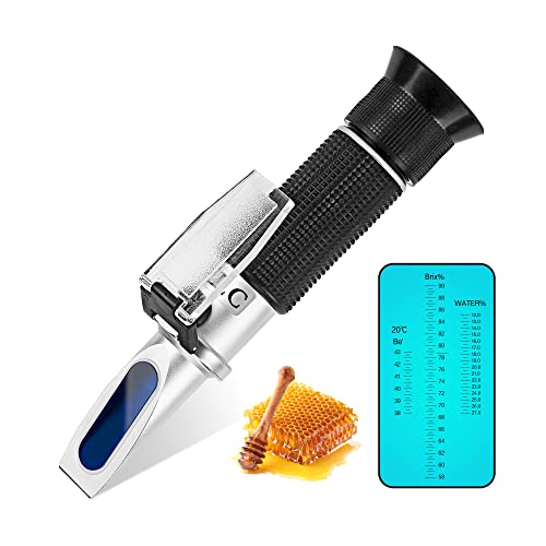 LACHOI 3-in-1 Honey Refractometer for Honey 58-90% Brix Moisture Baume Honey Refractometer with ATC lab Refractometer for Honey