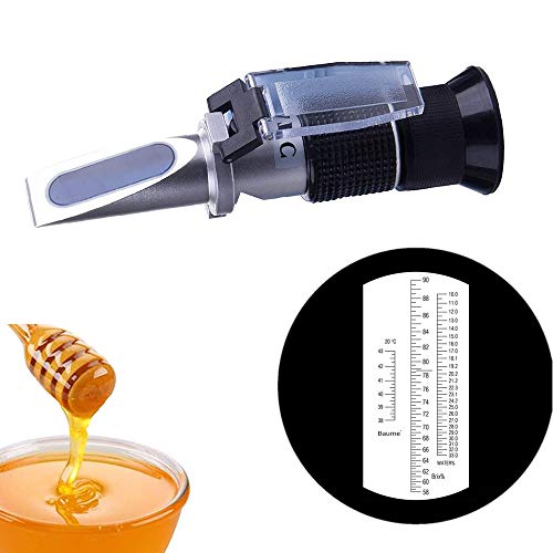ZffXH Honey Maple Syrup Brix Refractometer/ 58-90 Brix 10-33 Moisture Meter/Homebrew Sucrose Brewing Sugar Aichose Hydrometer/Beekeeping Supply ATC
