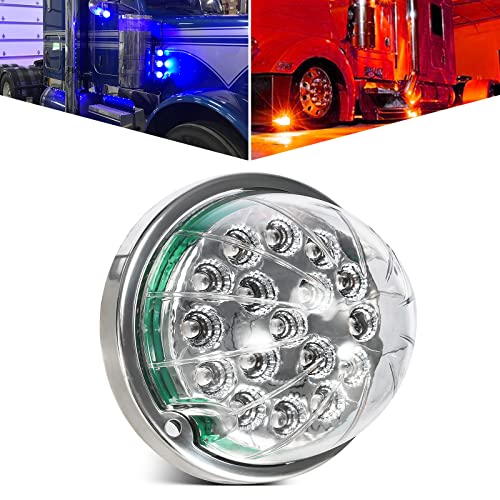 Partsam 1Pcs Dual Revolution 17LED Watermelon Light for Semi Truck Red Stop Turn Signal and Marker to Blue Auxiliary Lights Replacement for Freightliner Kenworth Peterbilt