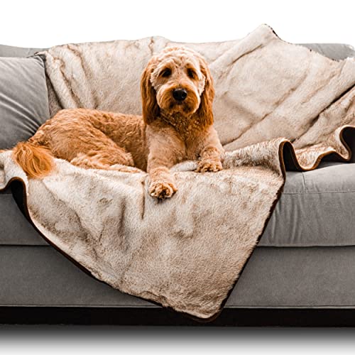 PAW BRANDS Waterproof Pet Blanket - Boho Cool Comfort Throw Blanket - 60in x 50in Machine Washable Dog Blankets for Large Dogs and Pets, Faux Fur and Ultra-Soft pet Blankets for couches