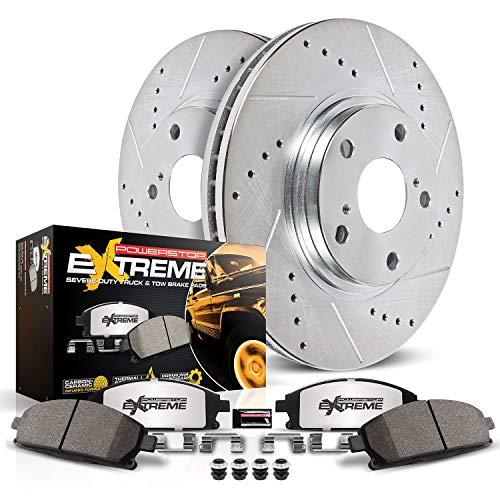 Power Stop K2952-36 Front Z36 Truck & Tow Brake Kit, Carbon Fiber Ceramic Brake Pads and Drilled/Slotted Brake Rotors