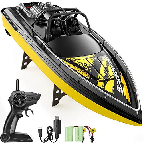 SYMA RC Boat for Adults and Kids, Q12 2.4GHz High-Speed Remote Control Boat with Dual Motors, 2 Rechargeable Battery, Low Battery Reminder, Gift for Boys Girls