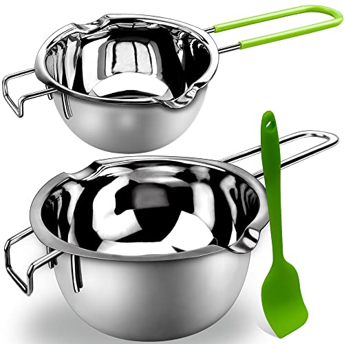 Double Boiler Pot Set for Melting Chocolate, Butter, Cheese, Caramel and Candy - 18/8 Steel Melting Pot, 2 Cup Capacity, Including The 1000ml and 600ml Capacity