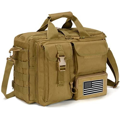 COSCOOA Tactical Messenger Bag, 15.6 Inch Tactical Briefcase for Man Military Laptop Bag Messenger Shoulder Bag, Includes a Flag