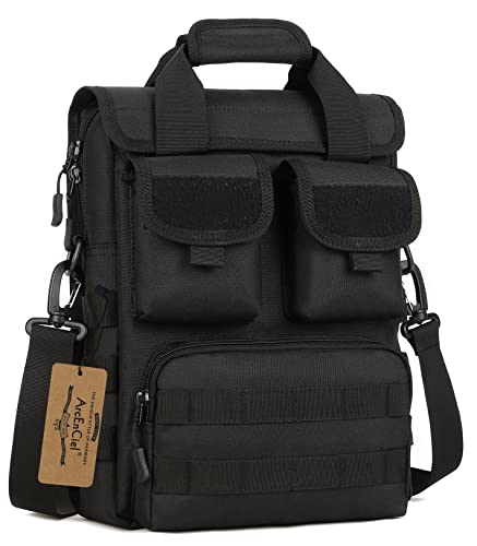 ArcEnCiel Tactical Messenger Bag Men Military MOLLE Sling Shoulder Pack Briefcase Assault Gear Handbags Utility Carry Satchel (Black)