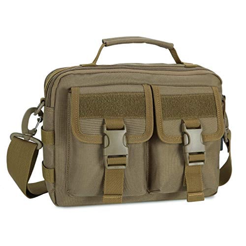 HUNTVP Multifunction Tactical Messenger Bag Nylon Shoulder Briefcase Handbags with USB Port,Brown