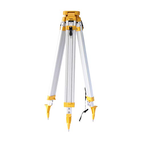 Surveying Tripod, Aluminum Survey Tripod with 5/8-Inch 11-Threaded Flat Head Quick Clamp for Total Station Theodolite